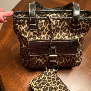 Charter Club Leopard Print Tote with Black Details